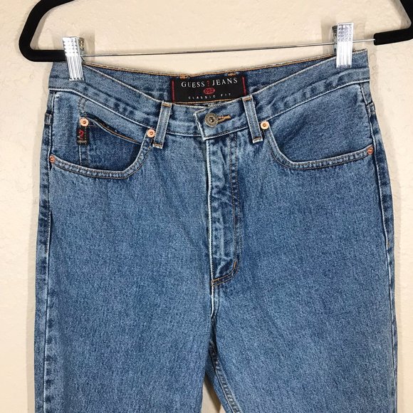 Vintage Guess Jeans Made in America High rise Medium Wash Tapered leg Mom Jean - Picture 2 of 9